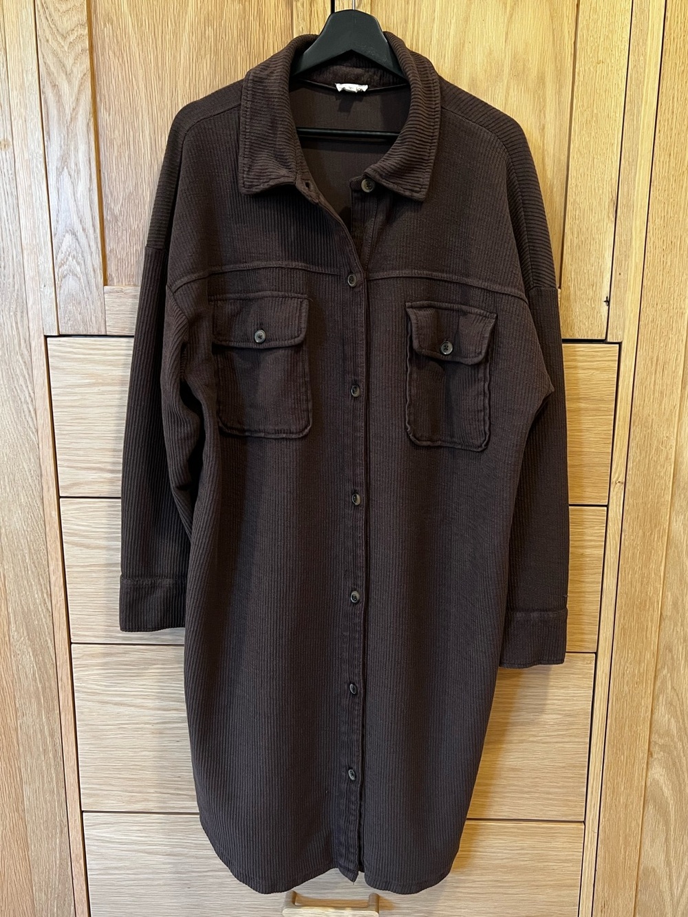 Pilcro Anthropologie Duster Stretch Corduroy Jacket Brown Size XL Fall Layer